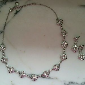 Monet crystal necklace with matching drop earrings